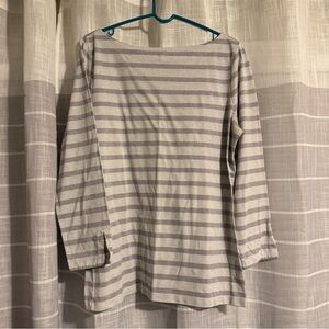 Banana Republic Gray Striped Long Sleeve Top